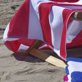 Red striped cotton beach towel