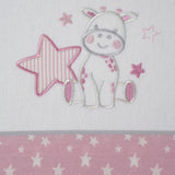 Crib sheet set flannel giraffe 378 white/pink