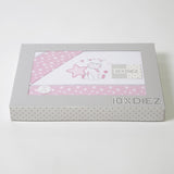 Crib sheet set flannel giraffe 378 white/pink