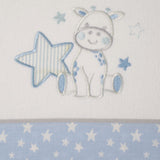 Crib sheet set flannel giraffe 378 white/blue