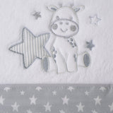 Crib sheet set coral fleece giraffe 378 white/gray