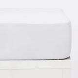 Draps housse en percale de coton blanc 200 fils
