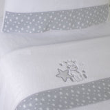 Crib sheet set coral fleece giraffe 378 white/gray