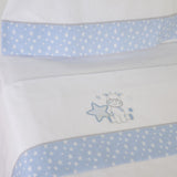 Crib sheet set flannel giraffe 378 white/blue