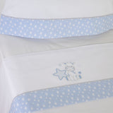Parure de draps pour berceau girafe 378 blanc/bleu