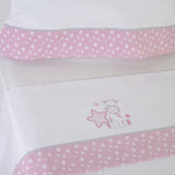Crib sheet set giraffe 378 white/pink