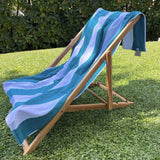 Green striped cotton beach towel