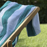 Green striped cotton beach towel