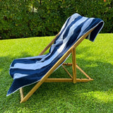Navy striped cotton beach towel