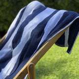 Navy striped cotton beach towel