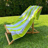 Lime striped beach towel cotton