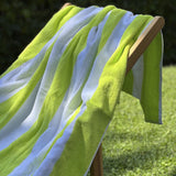 Lime striped beach towel cotton