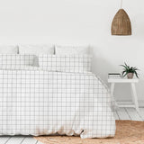 Housse de couette tricotée en coton à carreaux blancs
