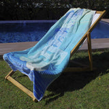 Serviette de plage en velours bleu