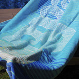 Serviette de plage en velours bleu