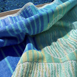 Serviette de plage en velours bleu