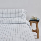 Housse de couette tricotée en coton à carreaux blancs