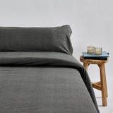 Housse de couette en tricot de coton chiné gris foncé