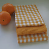 Torchon de cuisine en coton moutarde pack 3 unités