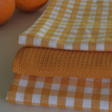 Torchon de cuisine en coton moutarde pack 3 unités