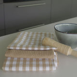 Torchon de cuisine en coton beige pack 3 unités