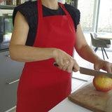 red cotton apron