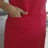 red cotton apron