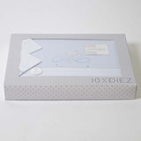 Crib sheet set flannel bear moon 386 white/blue