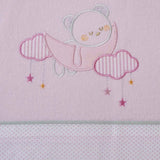 Crib sheet set flannel bear moon 386 white/pink