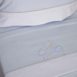 Crib sheet set flannel bear moon 386 white/blue