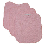 Pack of 3 terry cloth bibs for daycare in pale pink with elastic Washable, terry cloth exterior and waterproof backing Dimensions: 33x29cm