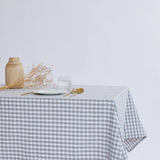 Gray checkered cotton tablecloth