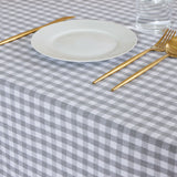 Gray checkered cotton tablecloth