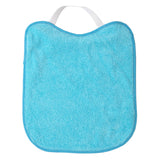 Lot de 3 bavoirs bébé turquoise en tissu éponge avec élastique. Extérieur en tissu éponge lavable et dos imperméable. Dimensions