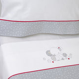 Ensemble de draps pour berceau 084 blanc/gris
