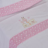 Ensemble de draps pour berceau en flanelle 068 blanc/rose