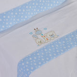 Ensemble de draps pour berceau en flanelle 068 blanc/bleu