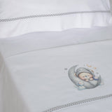 Parure de draps pour berceau 450 blanc/gris