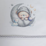 Parure de draps pour berceau 450 blanc/gris
