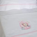 Parure de draps pour berceau 450 blanc/rose