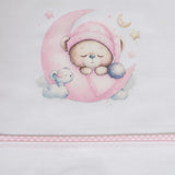 Parure de draps pour berceau 450 blanc/rose