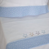 Ensemble de draps pour berceau 431 blanc/bleu