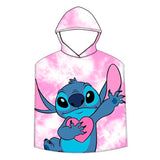 Children's microfiber bath poncho, lilac & stitch, 1540