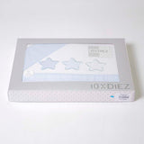 Ensemble de draps de berceau en flanelle Star 476 blanc/bleu