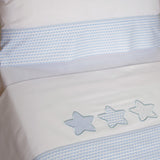 Ensemble de draps pour berceau Star 476 blanc/bleu
