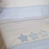 Ensemble de draps de berceau en flanelle Star 476 blanc/bleu