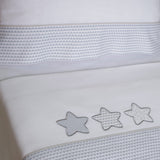 Star flannel crib sheet set 476 white/gray