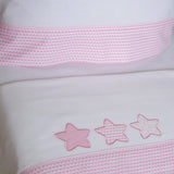 Star flannel crib sheet set 476 white/pink