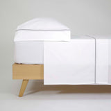200 thread count cotton percale sheet set, white with piping