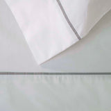 200 thread count cotton percale sheet set, white with piping
